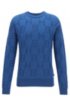 Regular-fit sweater in virgin wool with monogram pattern, Dark Blue