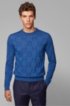 Regular-fit sweater in virgin wool with monogram pattern, Dark Blue