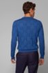 Regular-fit sweater in virgin wool with monogram pattern, Dark Blue