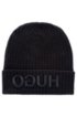 Wool beanie with turnback hem and reversed logo, Black