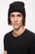 Wool beanie with turnback hem and reversed logo, Black