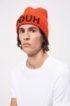 Wool beanie with turnback hem and reversed logo, Orange