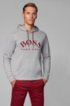 Hooded sweatshirt with curved logo artwork and hidden pocket, Light Grey