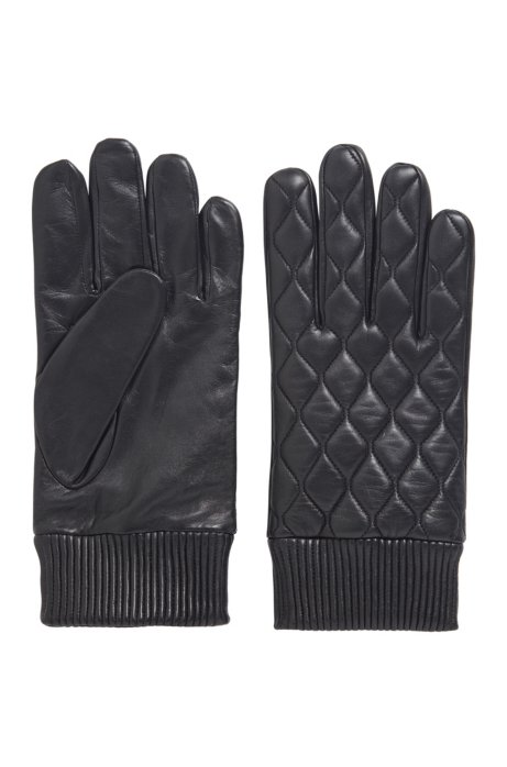 Nappa-leather gloves with lightly waxed finish, Black