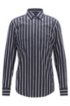 Travel Line slim-fit shirt with twill stripes, Dark Blue