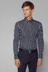 Travel Line slim-fit shirt with twill stripes, Dark Blue