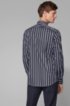 Travel Line slim-fit shirt with twill stripes, Dark Blue