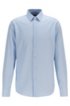 Regular-fit shirt in micro-structured cotton, Light Blue