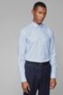 Regular-fit shirt in micro-structured cotton, Light Blue