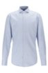 Slim-fit Italian-cotton shirt with all-over structure, Blue