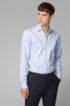 Slim-fit Italian-cotton shirt with all-over structure, Blue
