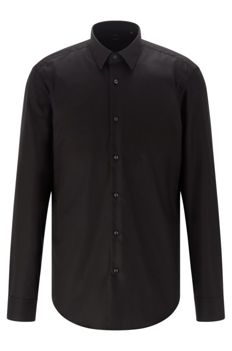 Regular-fit shirt in easy-iron Austrian cotton, Black