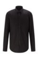 Regular-Fit Hemd aus bügelleichter Baumwolle, Schwarz