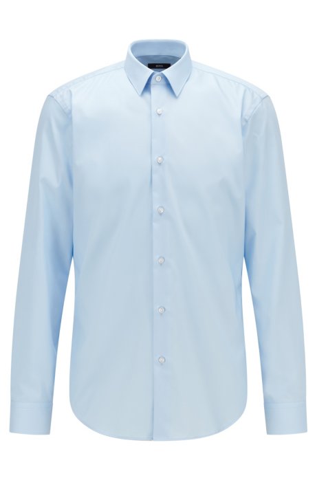Regular-fit shirt in easy-iron Austrian cotton, Light Blue