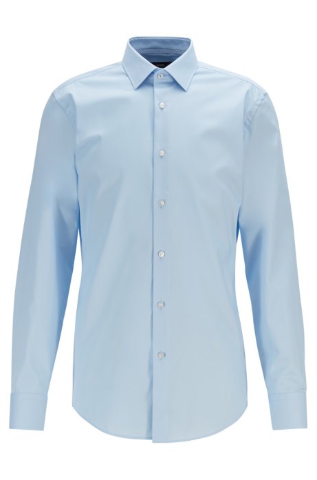 Slim-fit shirt in easy-iron Austrian cotton poplin, Light Blue