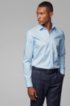 Slim-fit shirt in easy-iron Austrian cotton poplin, Light Blue