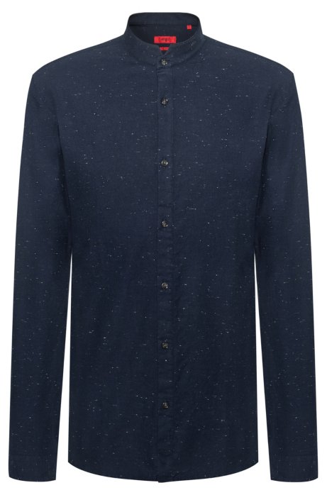 Extra-slim-fit shirt in a neppy cotton blend, Patterned