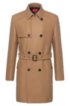 Slim-fit trench coat in wool-blend twill, Beige