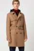 Slim-fit trench coat in wool-blend twill, Beige