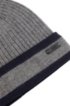 Ribbed beanie hat in wool with contrast trim, Grey
