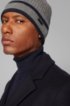 Ribbed beanie hat in wool with contrast trim, Grey