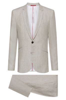 HUGO - Extra-slim-fit pure-linen suit