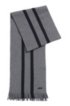 Fringed scarf in virgin wool with vertical stripe, Grey