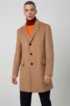 Slim-fit coat in pure cashmere with signature stitching, Beige