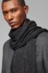 Moulin&eacute;-wool scarf with block-stripe border, Open Grey