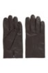 Lined gloves in nappa leather with stitched details, Dark Brown
