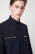 Oversized-fit shirt in cotton with zipped chest pockets, Dark Blue