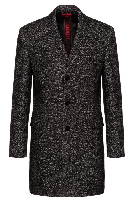 Slim-fit coat with two-tone diagonal structure, Patterned