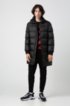 Regular-fit water-repellent jacket with knitted collar, Black