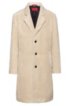 Relaxed-fit teddy coat with logo lining, Natural