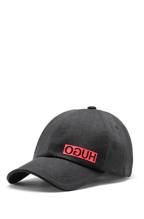 Cotton-gabardine cap with reversed logo, Black