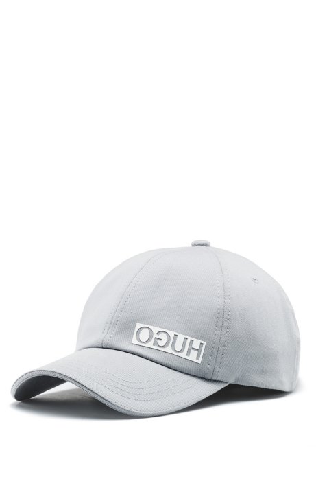 Cotton-gabardine cap with reversed logo, Light Grey