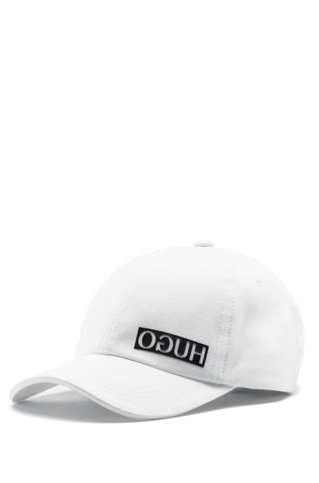 Cotton-gabardine cap with reversed logo, White