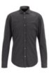 Slim-fit shirt in melange jersey, Dark Grey