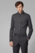 Slim-fit shirt in melange jersey, Dark Grey