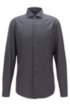 Slim-fit shirt in traceable merino wool, Anthracite