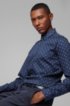 Regular-fit shirt with multi-coloured print on dobby cotton, Dark Blue