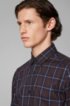Button-down regular-fit shirt in checked cotton twill, Dark Brown