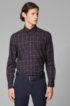 Button-down regular-fit shirt in checked cotton twill, Dark Brown