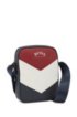 Colour-block reporter bag in rubberised faux leather, Dark Blue
