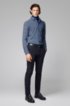 Slim-fit shirt in printed cotton piqu&eacute;, Dark Blue