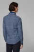 Slim-fit shirt in printed cotton piqu&eacute;, Dark Blue