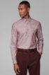 Stretch-cotton regular-fit shirt with printed inner trims, Dark Red