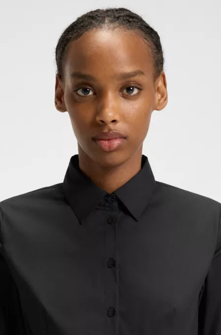 Slim-fit blouse in easy-iron poplin