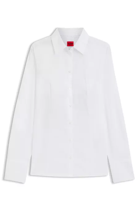 Slim-fit blouse in easy-iron poplin