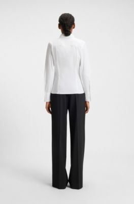 Slim-fit blouse in easy-iron poplin, White